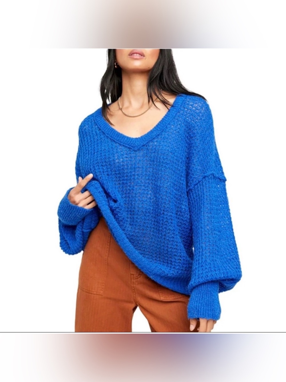 Free People Lulu Oversized V-Neck Sweater